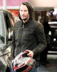 Keanu Reeves Black Leather Biker Jacket