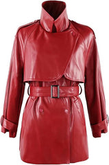 Leather Coat Red