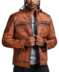 Men’s Brown Perforated Real Leather Jacket