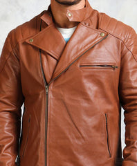 Men's Brown Biker Leather Jacket
