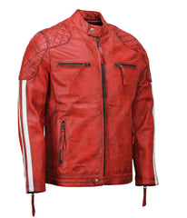Men’s Red Motorcycle Quilted Leather Jacket