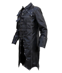 Men’s Vintage Real Leather Black Gothic Coat