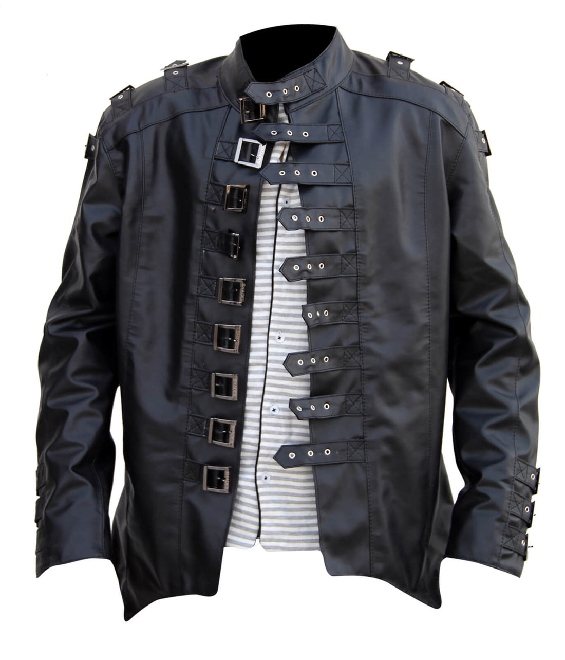 Real Leather Black Gothic Coat Jacket