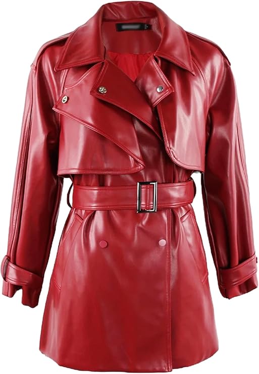 Ladies Red Leather Coat