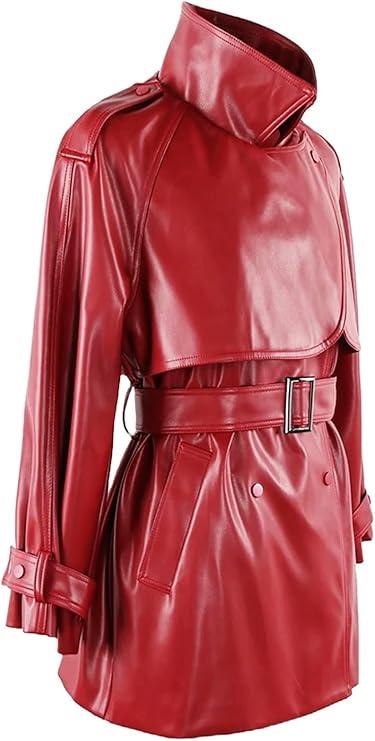 Red Faux Leather Coat