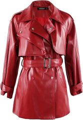Ladies Red Leather Coat