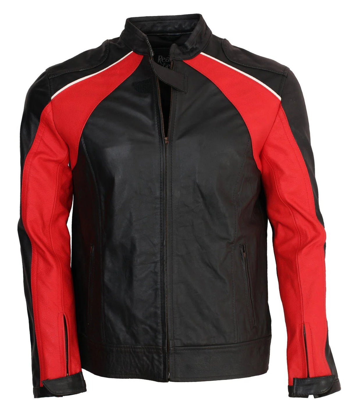 Men’s Motocross Red and Black Leather Jacket