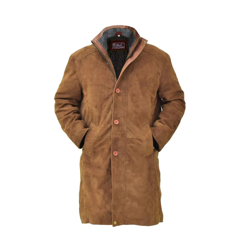 Brown Suede Leather Coat

