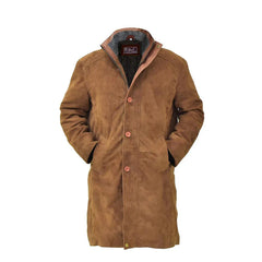 Brown Suede Leather Coat
