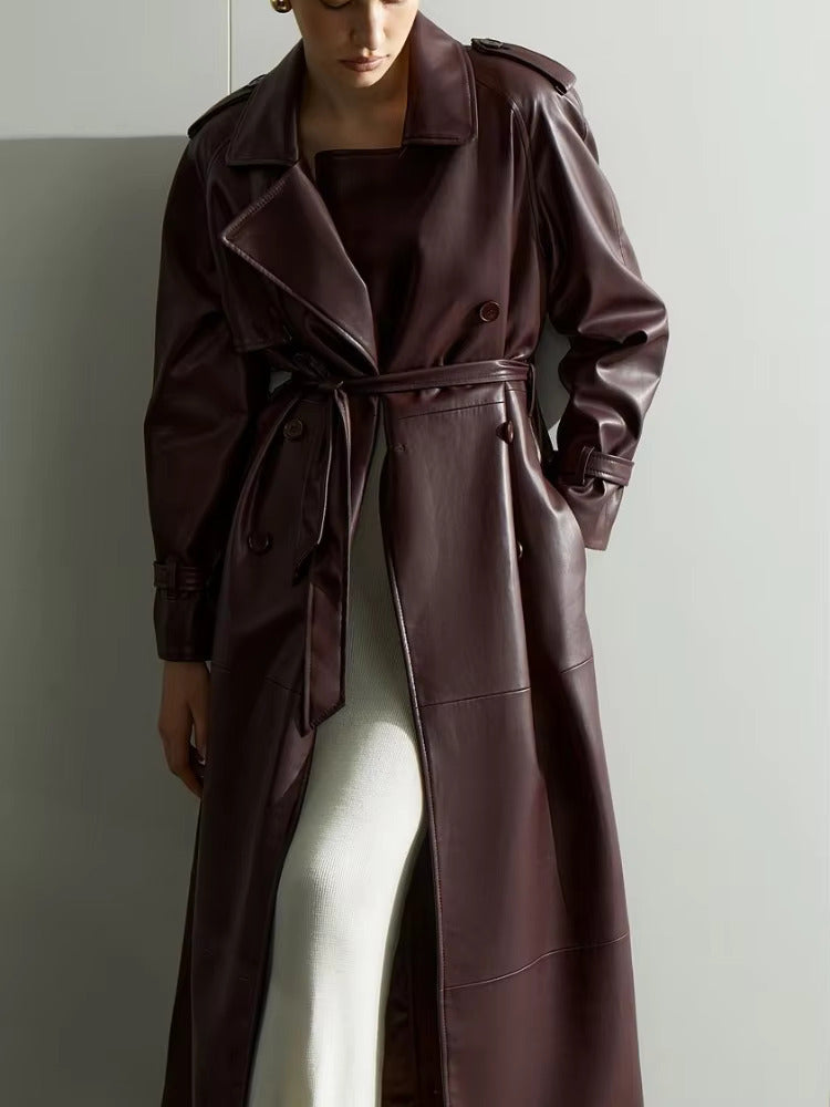 Women Burgundy Long Coat
