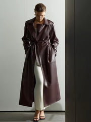 Women Burgundy Long Coat