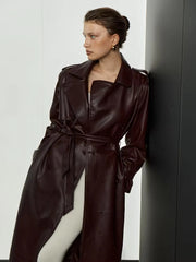 Women Burgundy Long Coat