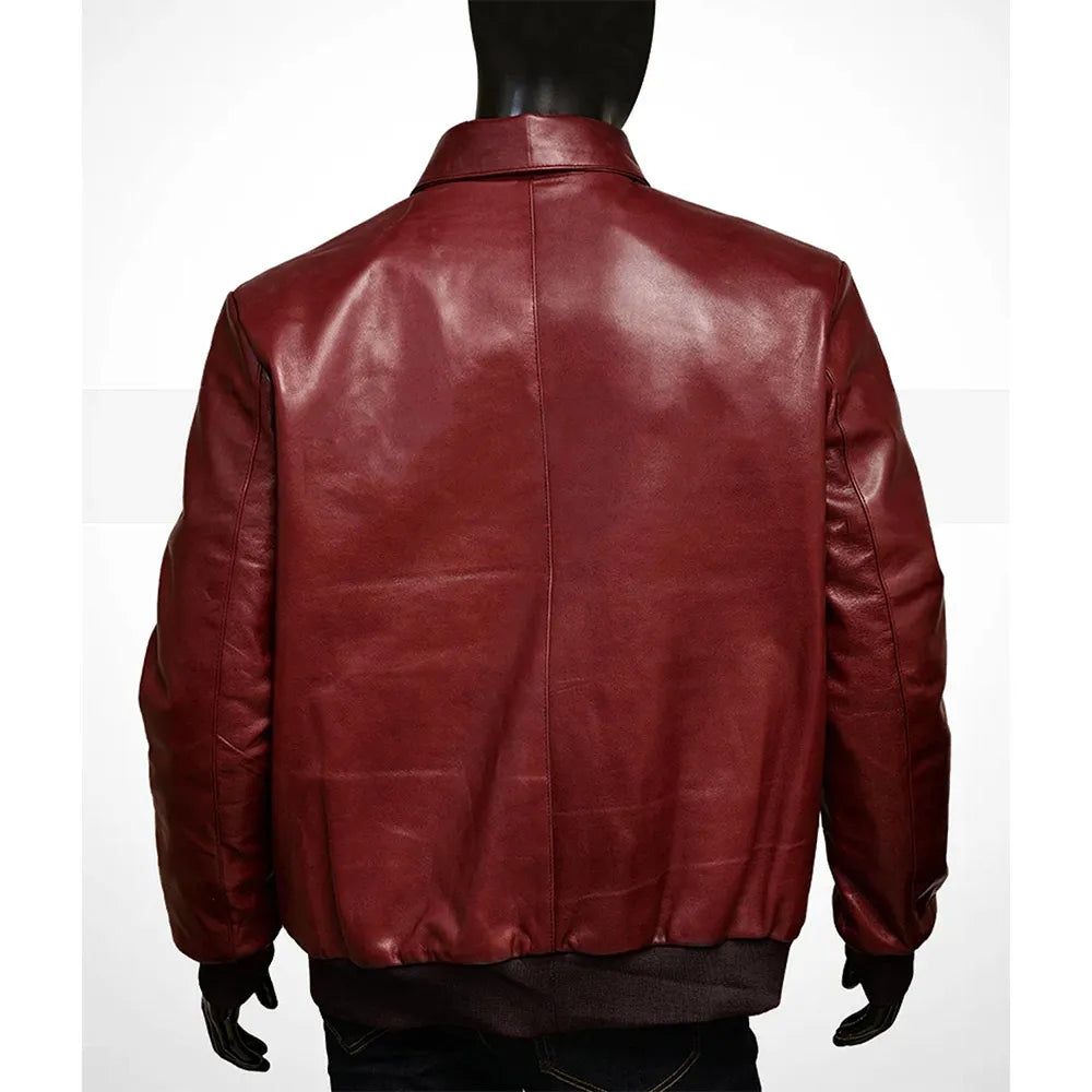 Classic maroon bomber jacket