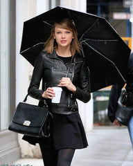 Taylor Swift Black Leather Biker Jacket