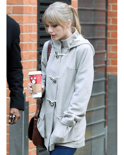 Taylor Swift Grey Wool Hood Style Jacket