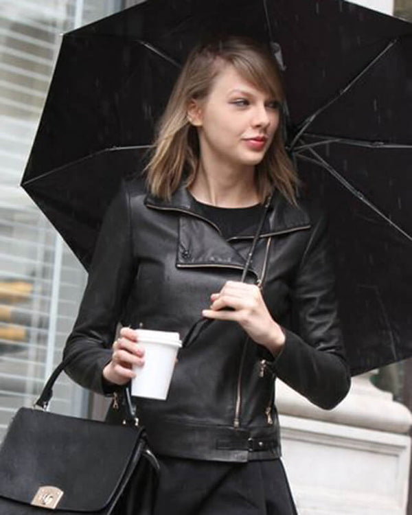 Taylor Swift Black Leather Biker Jacket