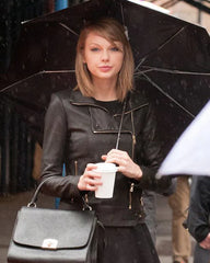 Taylor Swift Black Leather Biker Jacket