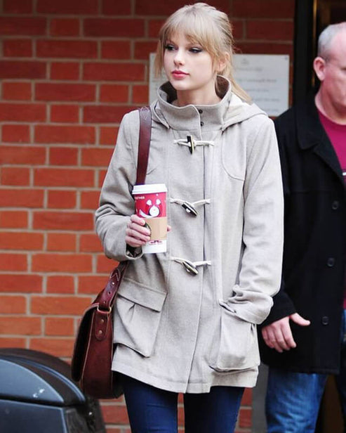 Taylor Swift Grey Wool Hood Style Jacket
