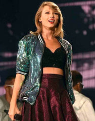 Green Sequin Bomber Jacket

