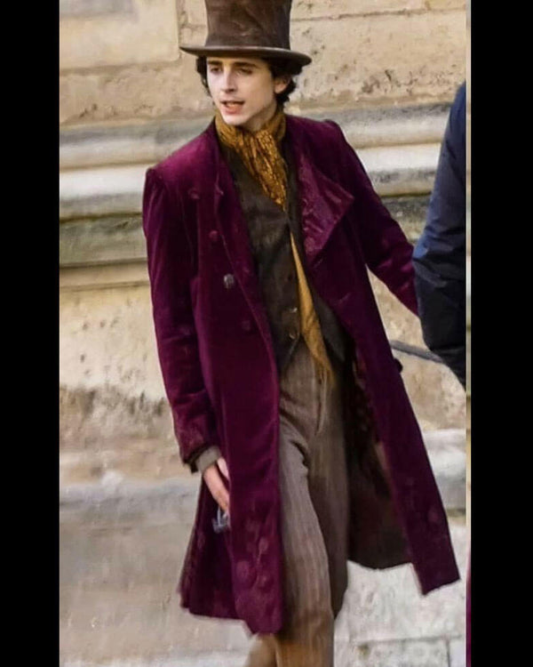 Willy Wonka Velvet Timothée Chalamet Long Coat