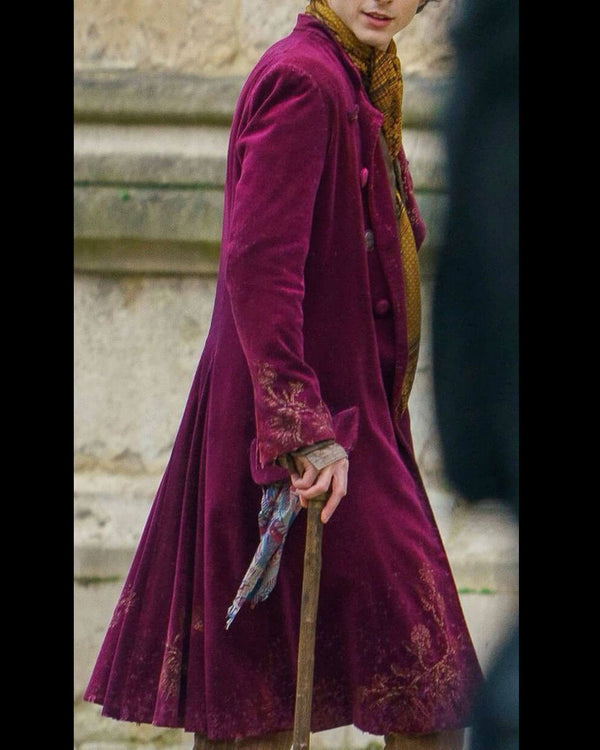 Willy Wonka Velvet Timothée Chalamet Long Coat