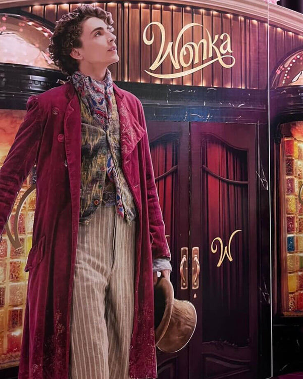 Willy Wonka Velvet Timothée Chalamet Long Coat