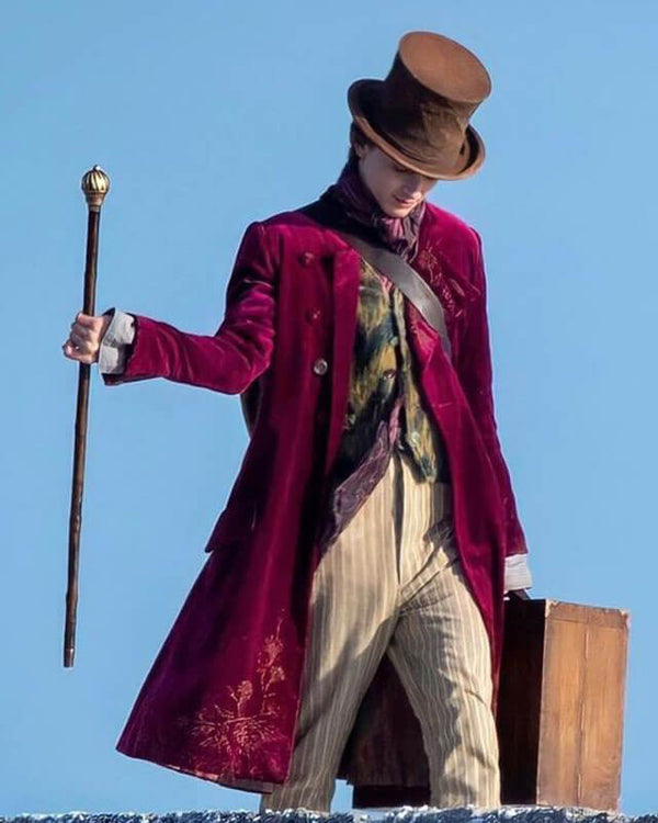 Willy Wonka Velvet Timothée Chalamet Long Coat
