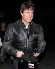 Tom Cruise Distressed Black Leather Jacket