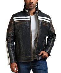 Men’s Distresses Black Leather Jacket