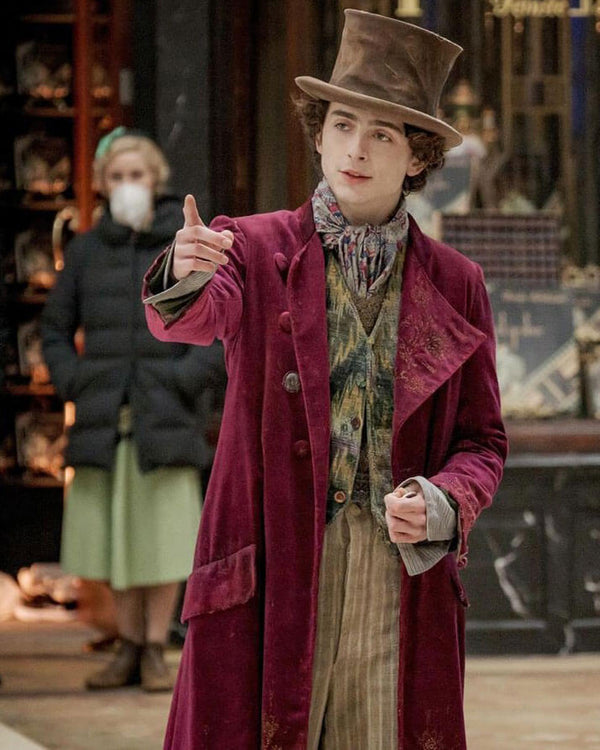 Willy Wonka Velvet Timothée Chalamet Long Coat