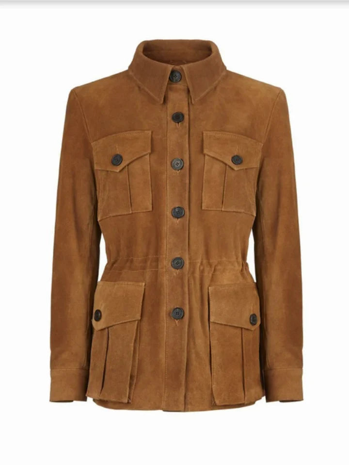 Brown Suede Leather Coat
