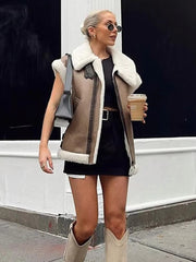 Khaki suede gilet
