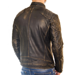 Men’s Vintage Black Quilted Biker Jacket