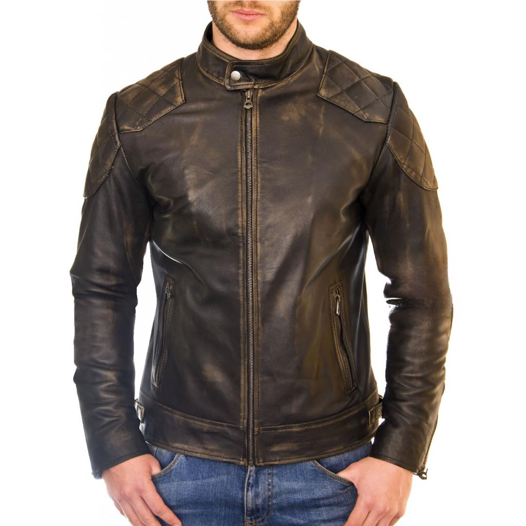 Men’s Vintage Black Quilted Biker Jacket