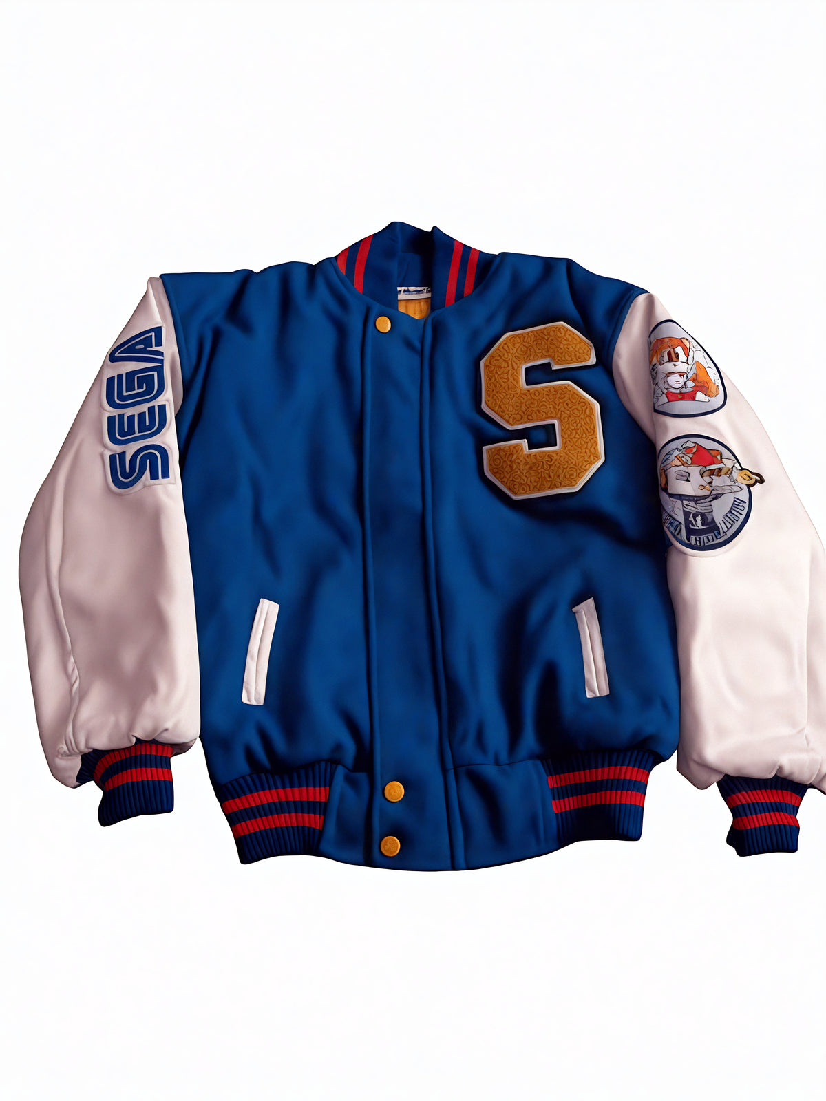 Men's Sonic the Hedgehog Blue and White Letterman Jacket