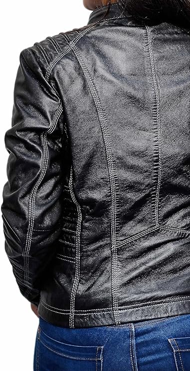 Women’s Hooded Leather Biker Jacket