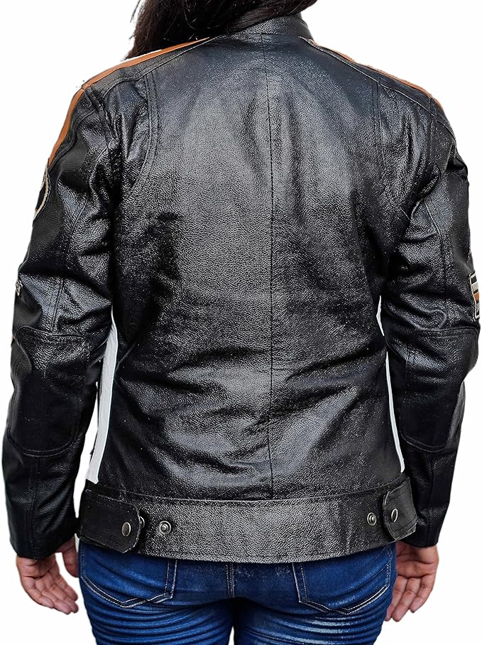 Women's Café Racer Badges Detachable Hooded Jacket