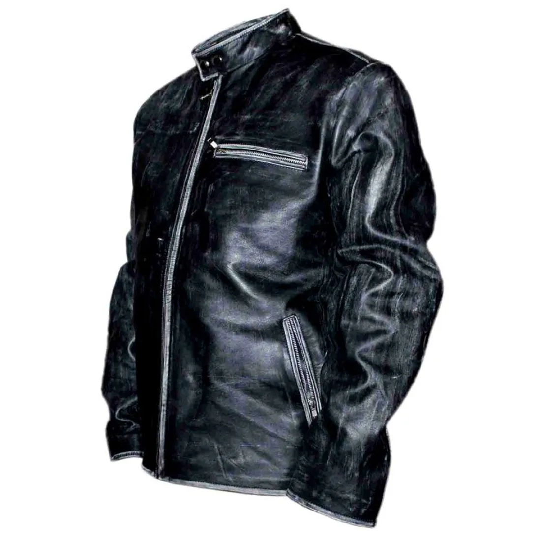 Tom Cruise Distressed Black Leather Jacket