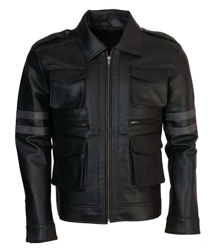 Leon Kennedy Resident Evill 5  Real Leather Black Jacket