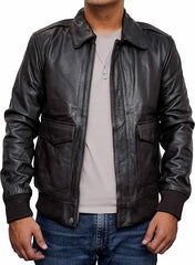 Men’s Black Leather Flight Jacket