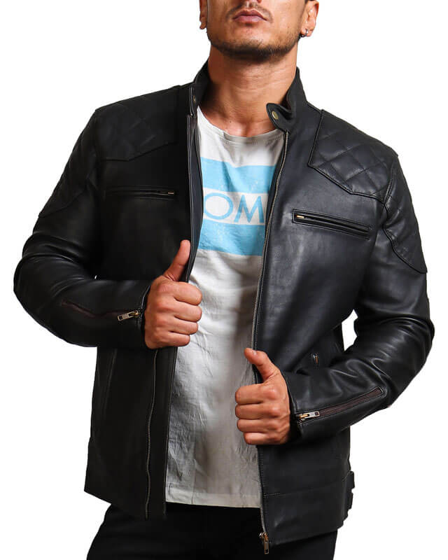 Men's Black Motorcycle Leather Jacket