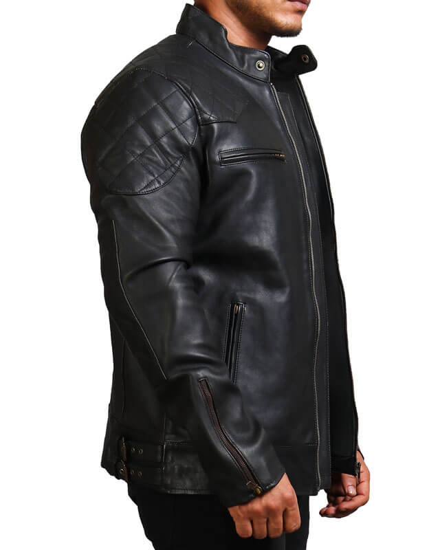 Men's Black Motorcycle Leather Jacket