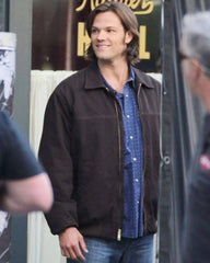 Supernatural Sam Winchester Brown Suede Bomber Jacket
