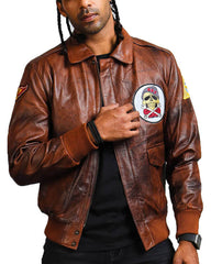 Men's Brown Bomber Real Leather Jacket