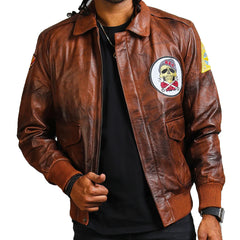 Men's Brown Bomber Real Leather Jacket