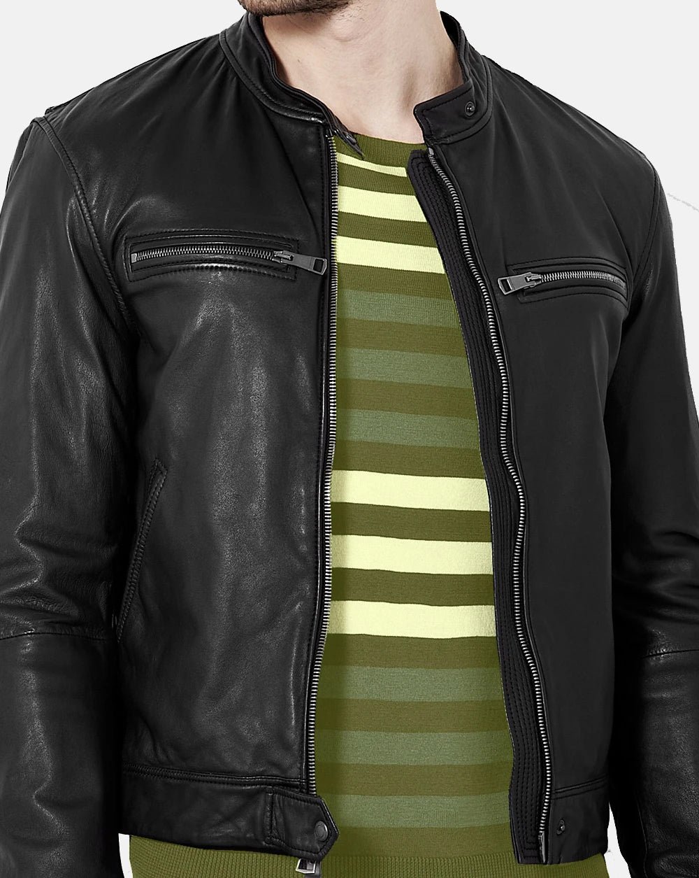Men's Café Racer Distressed Leather Jacket