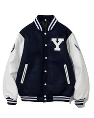 Yonsei University Letterman Varsity Jacket Wool With Leather Sleeves