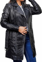 Women’s Black Sheepskin Leather Coat