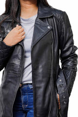 Women’s Black Sheepskin Leather Coat