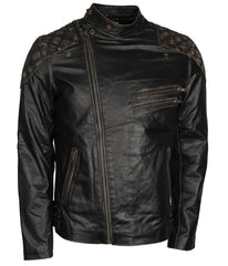Skull Crossbones Quilted Leather Motorcycle Jacket